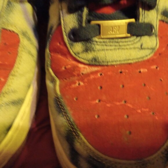 Mens Size 11.5 Vintage Nike Air Force 1 Low Acid Wash Denim Shoes Used - Picture 5 of 7